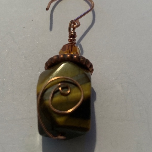 Tiger Eye Drop and dangle earrings - Picture 4 of 4